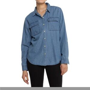 NWT Womens Lucky Brand Indigo Chambray Button Down Shirt